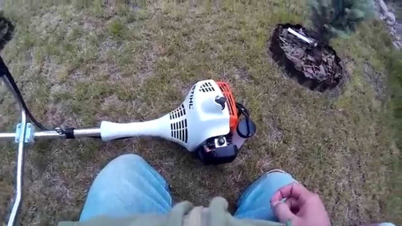 Mancha ayudante pueblo Stihl FS 55 - cold start and some grass cutting - YouTube