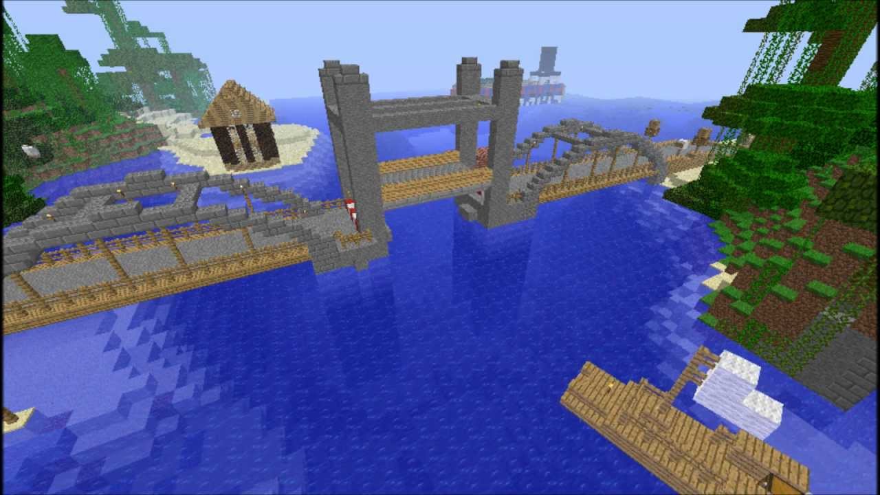 Minecraft Moving lift bridge 2 - YouTube