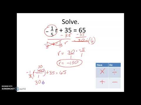 Honors Math: Solving Two-Step Equations