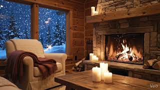 4K Static Fireplace Ambience 🔥 Warm Cabin Night for Sleep & Relaxation
