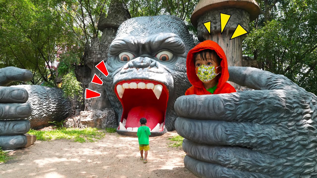 ซ่อนแอบในบ้านยักษ์ ขับรถไฟคุณปู่ สวนสนุกดรีมเวิลด์ | พี่ปลื้ม