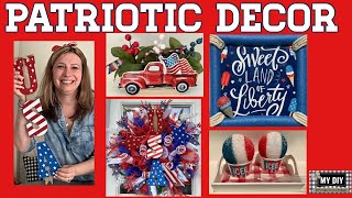 Patriotic Decorating ideas Dollar Tree DIYs | Patriotic Deco Mesh Wreath | Red Truck Centerpiece DIY