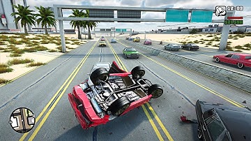 GTA SA Realistic Vehicle Deformation - Crash Testing Ep.46