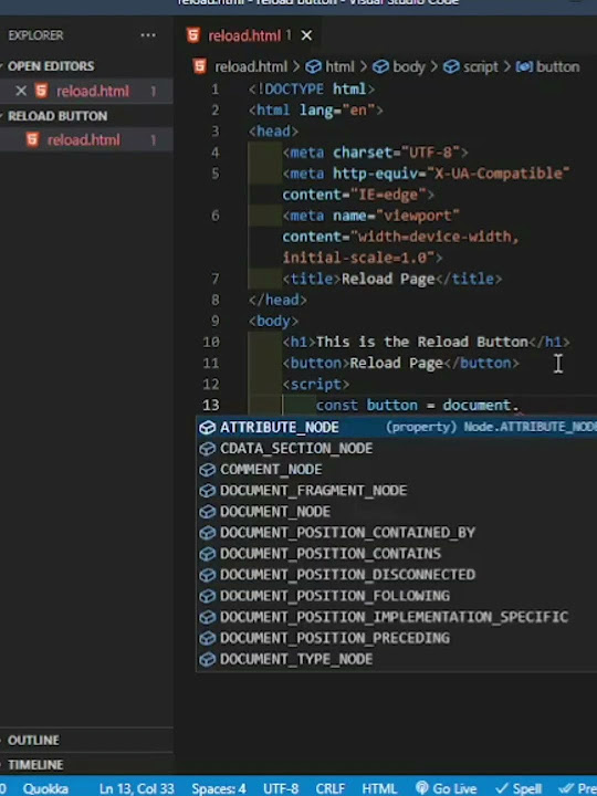 How to add a Reload button on your webpage using (html, JavaScript). # ...