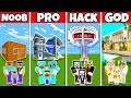 Minecraft: FAMILY LUX HIGH MODERN HOUSE BUILD CHALLENGE - NOOB vs PRO vs HACKER vs GOD in Minecraft