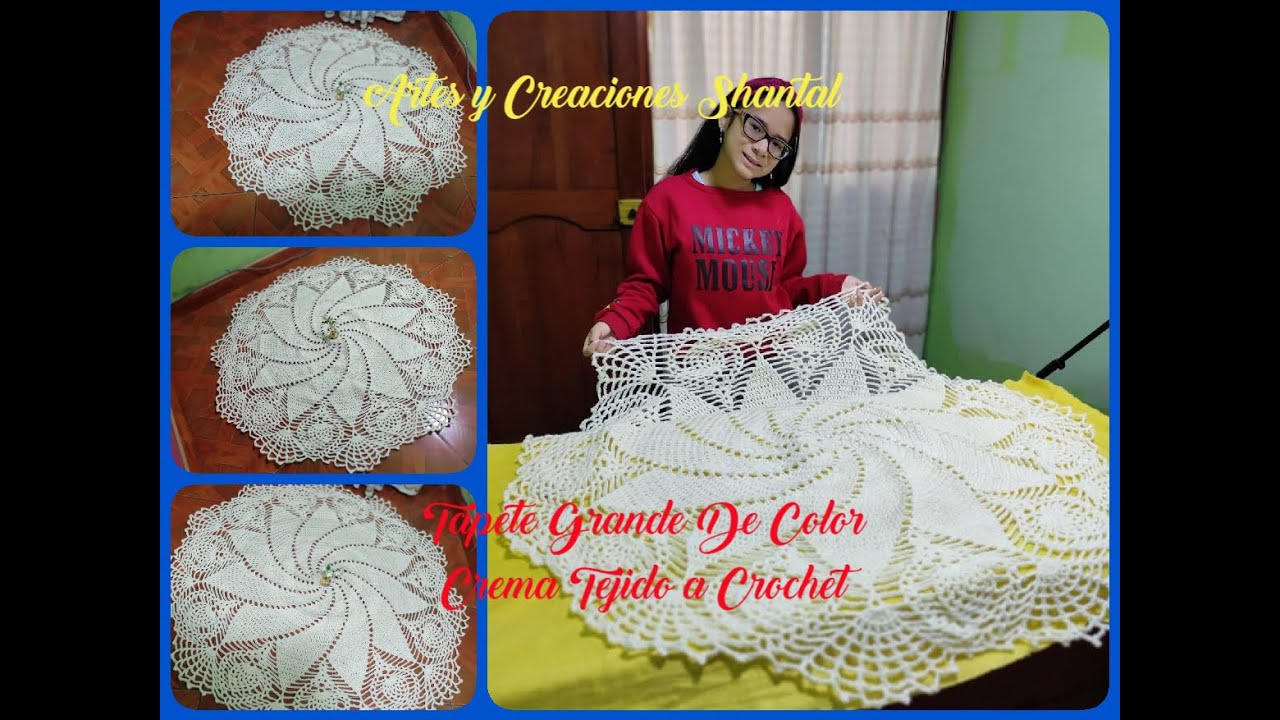 Tapete Grande Con 11 Piñas Tejido a Crochet - Video Completo.