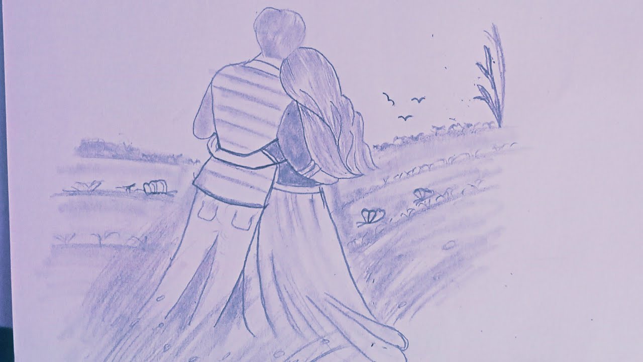 Cute Couple Hugging Drawing - Step by step How to draw a hugging couple ...