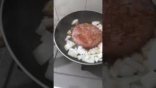 burger with onion and wine. #food #burger #cooking