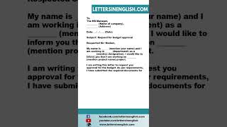 Request Letter for Approval of Budget Request Letter for Approval of Budget