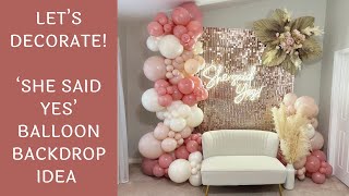 Rose Gold Balloon Backdrop For A Bridal Shower
