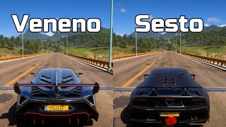 Forza Horizon 5: Lamborghini Veneno vs Lamborghini Sesto Elemento - Drag Race