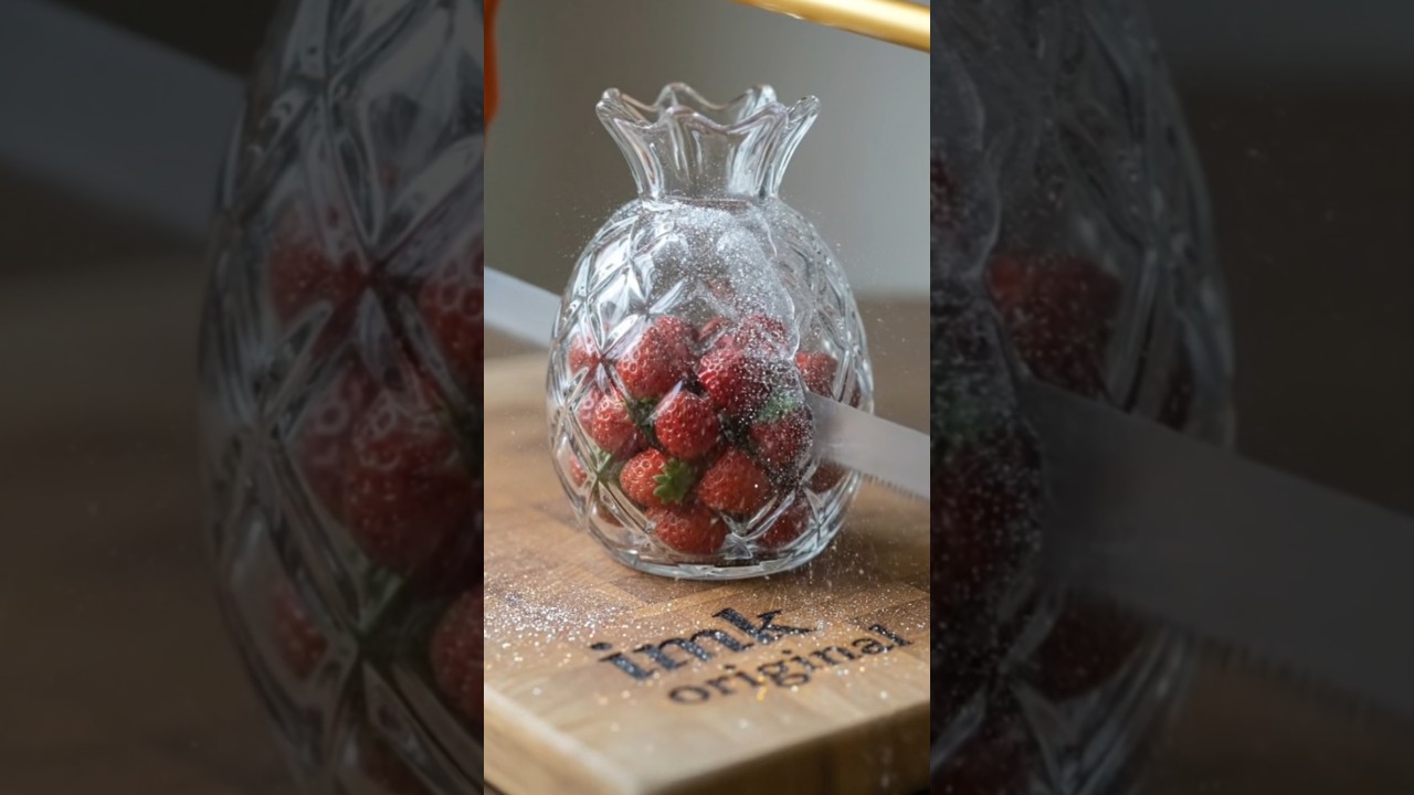 Glass Pineapple Sawing 🍍🪚 | Strawberry Reveal ASMR 