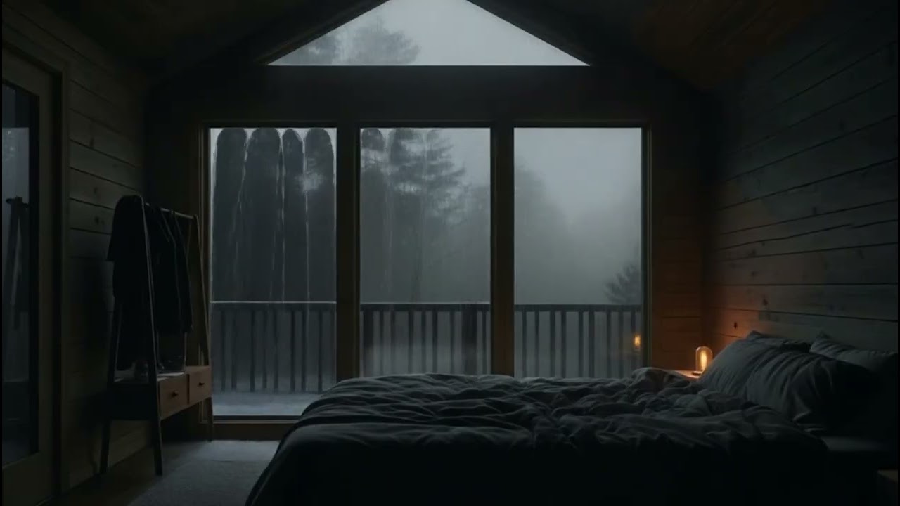 Rainy Forest Night with a Bright Cozy Cabin Glow 🌧️🏡 | Peaceful Ambience for Sleep & Relaxation