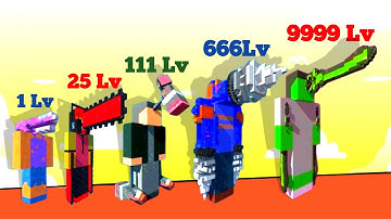 Craft Chainsaw Merge & Run vs Gun Man Monster man Part-2 Max Level 3D Gameplay (New Update)