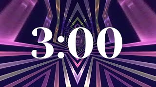 3-Minute Countdown Timer with Music & Purple and Gold Illusion Background