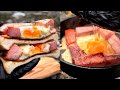 厚切りベーコンをカリカリに焼いてパンに乗せたらウマいか試してみた｜bacon egg cheese toast