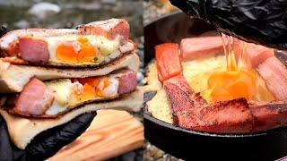 厚切りベーコンをカリカリに焼いてパンに乗せたらウマいか試してみた｜bacon egg cheese toast