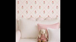 Vintage Pink Floral Trellis Wallpaper. Cottagecore style ; Timeless Simplicity!