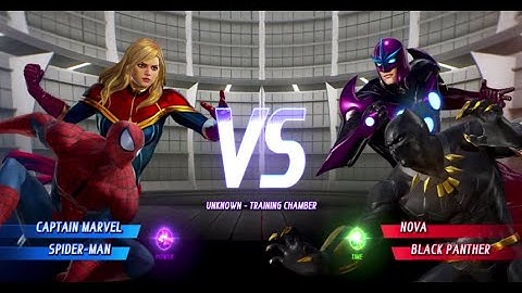Captain Marvel and Spider-man vs NOVA and Black Panther - MARVEL VS. CAPCOM: INFINITE