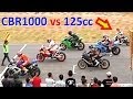 HONDA CBR 1000 vs 125cc SCOOTER !?!? - Who do you think will win in this racing on a track