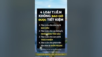 4 LOẠI TIỀN không bao giwof được TIẾT KIỆM #thanhcong