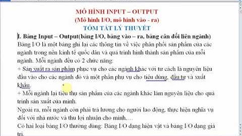 Mô hình Input - Output || Lý thuyết cần nắm