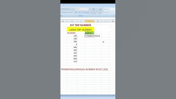 Excel =transpose+large (subscribe all excel students