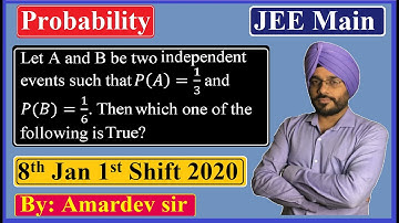 Let A and B be two independent events such that P(A)=1/3andP(B)=1/6. Then which...
