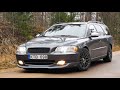 Volvo V70 D5 Acceleration 0-100 km/h. Exterior interior walkaround. Exhaust sound. D5 136kw + chip.