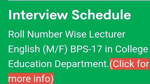 SPSC Announced Interview Schedule For Lecturer English BPS-17 #spsc