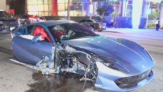Michael B. Jordan crashes Ferrari on Sunset Boulevard in Hollywood