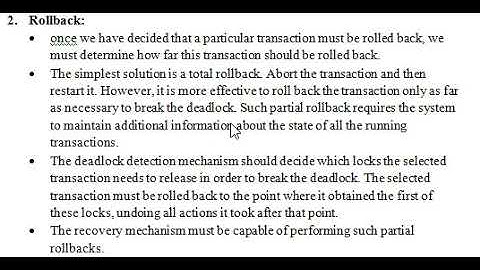 Deadlock recovery with rollback