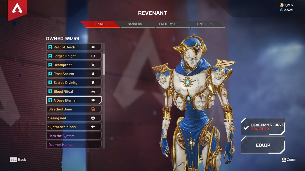 All Fifteen Revenant Legendary Skins Lobby Showcaseapex Legends Youtube