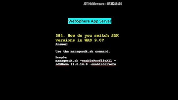 384. How do you switch SDK versions in WebSphere 9.0? #jboss #websphere #weblogic #webserver