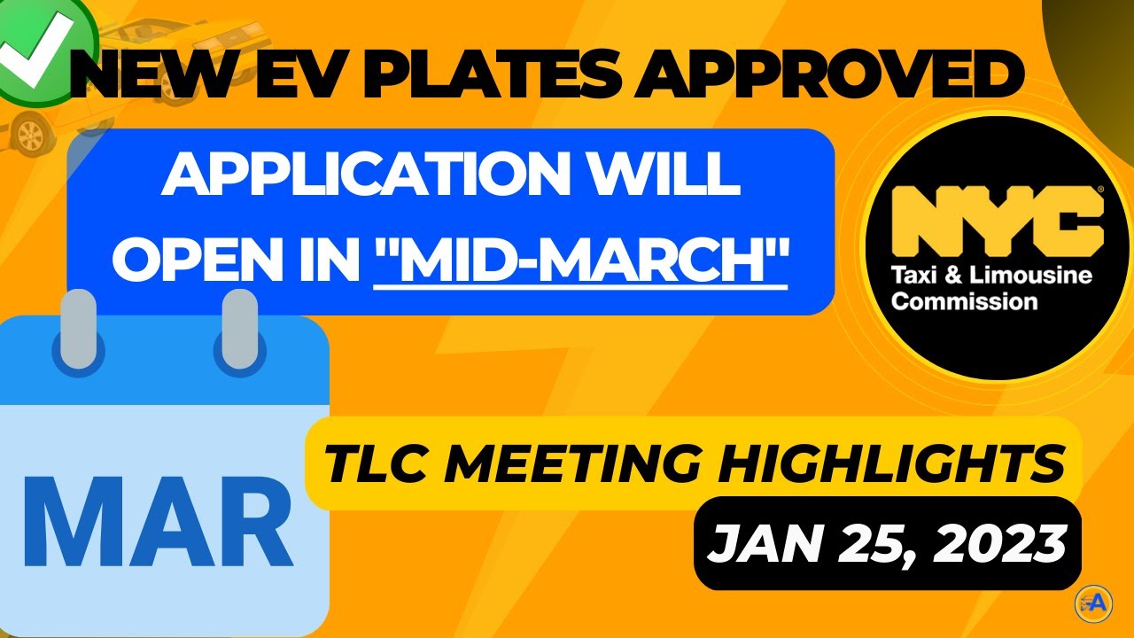 EV TLC Plate Application To Open In "MidMarch" YouTube