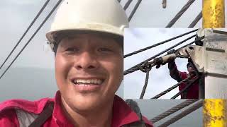 Changing of ship’s crane hoisting wire