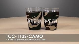 Camo Collapsible Foam Plastic Cup Cooler Tcc-113S-Camo