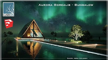Lumion Aurora Borealis Triangle Bungalow render - Animation - Night Mode