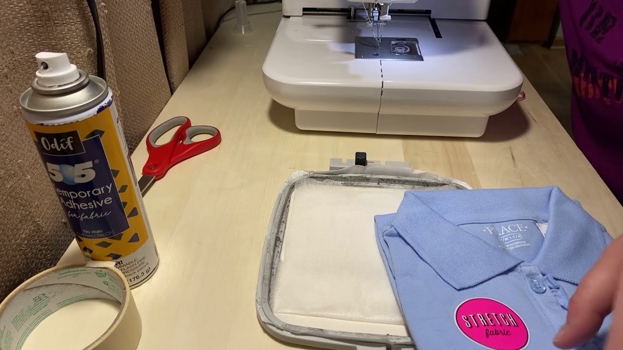 HOW to embroider on a POLO shirt, school uniform polo, Janome MC230E single needle flatbed