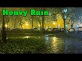 HEAVY RAIN Sounds & DISTANT THUNDER - Torrential Night Rain for Sleeping, Relaxing, Studying, Read