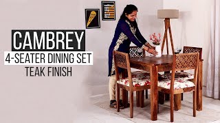 4 Seater Dining Set : Buy Cambrey 4 Seater Dining Set (Teak Finish) Online @ Wooden Street