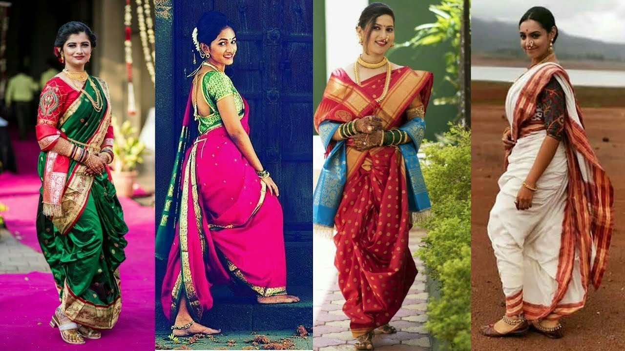 Different styling of nauvari saari | marathi saree | Marathi look - YouTube