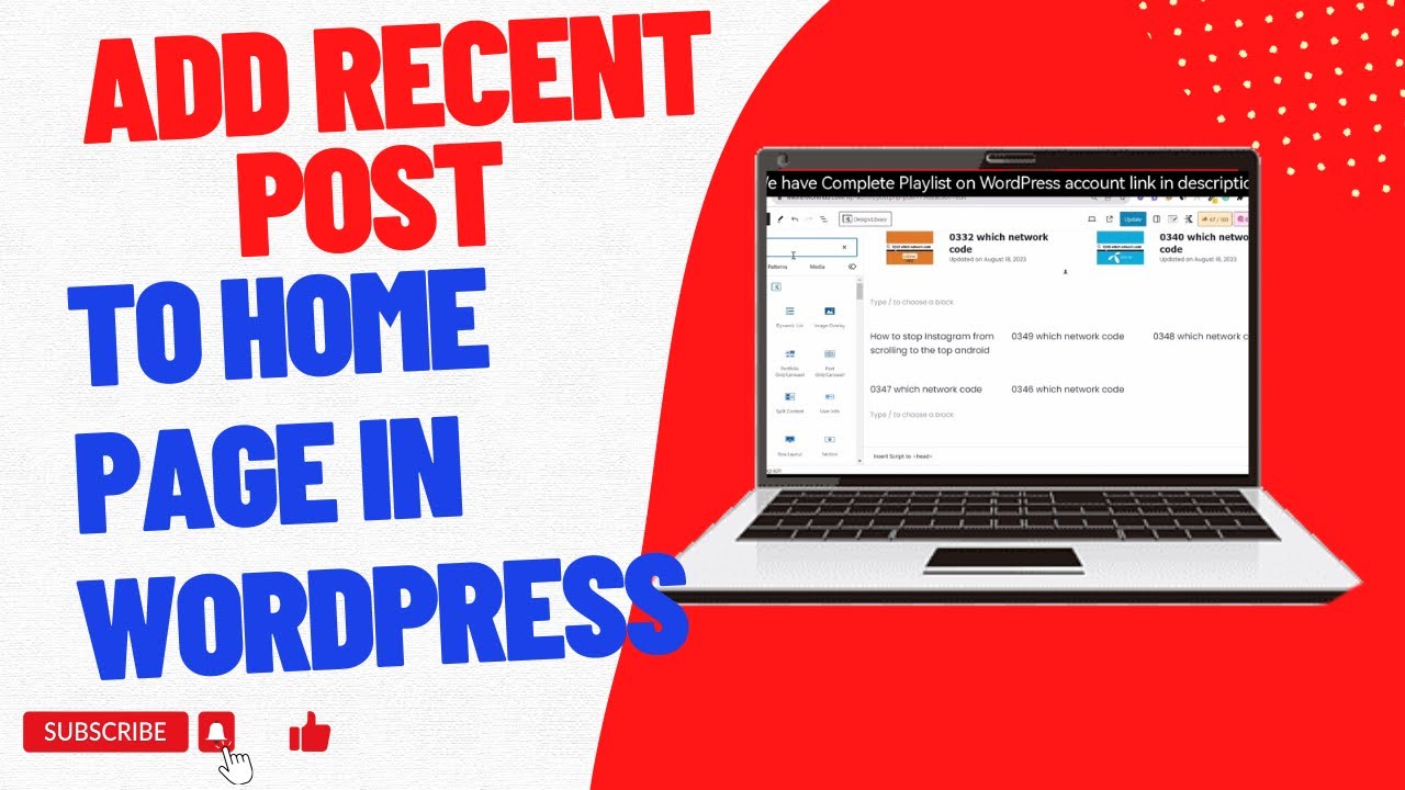 How to add recent posts to homepage wordpress - YouTube
