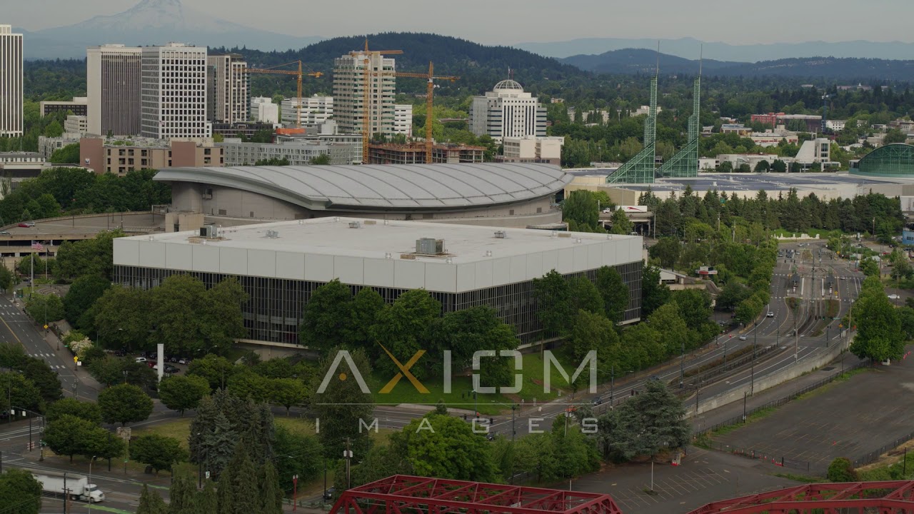 6K drone aerial video of Moda Center and Veterans Memorial Coliseum ...