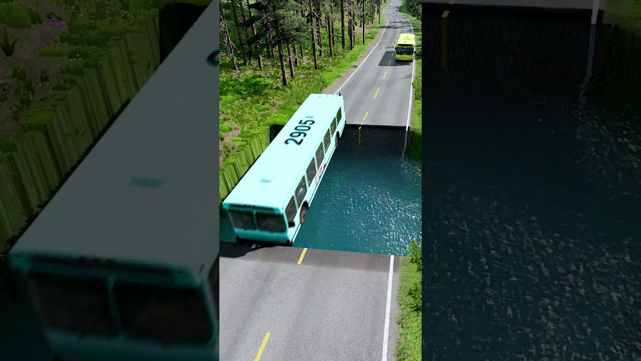 Bus vs water pit 