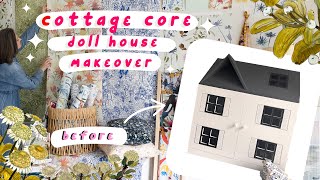 An artist redesigns a doll house with a cottage core flair! Floral wallpaper & Hand painted