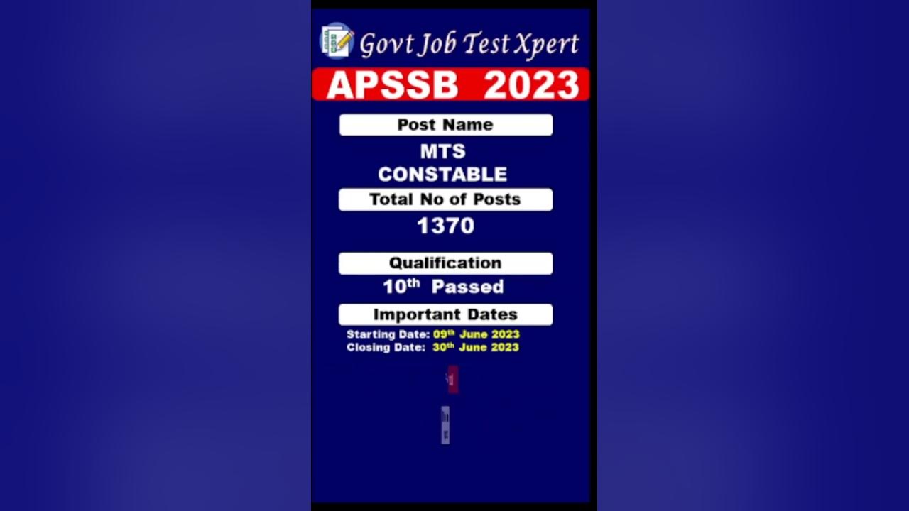 Arunachal Pradesh Staff Selection Board (APSSB) New Recruitment 2023