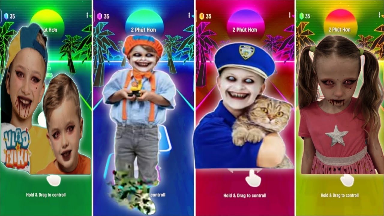 Tiles Hop - ZombieBlippi🆚 ZombieVladandNiki🆚 ZombieDianavsRoma🆚 ZombieLikeNastya🎶 Tiles Hop EDM Rush