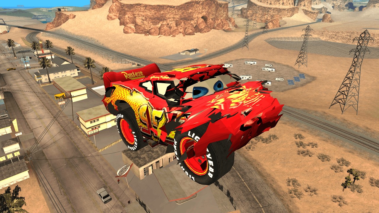 Realistic Crash Testing Lightning McQueen #1 | GTA SA