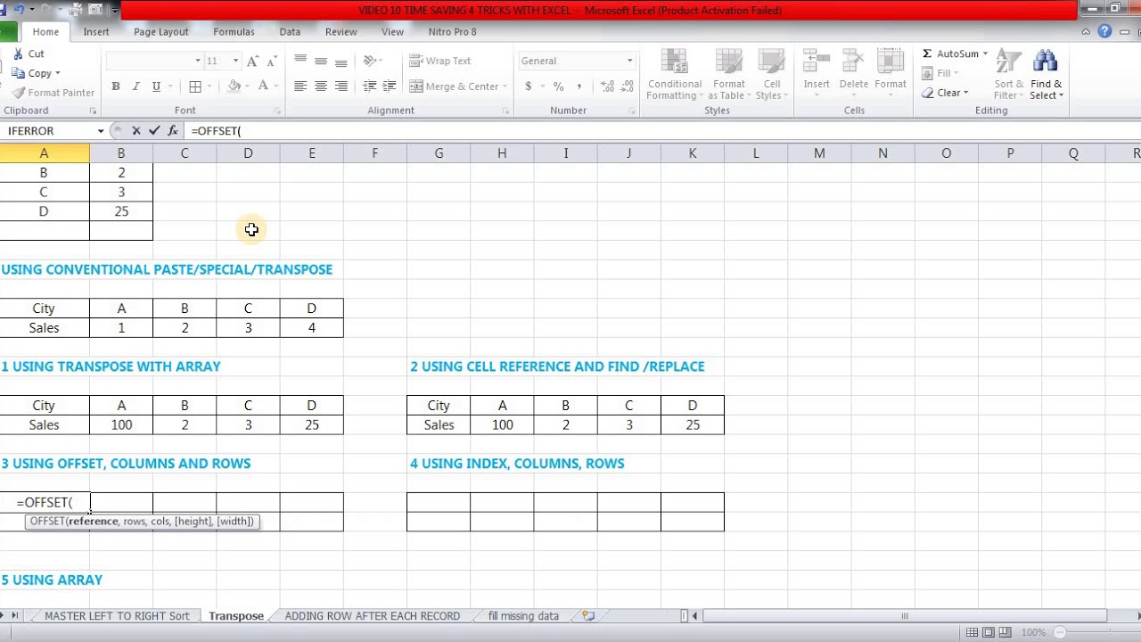 Video 10 TIME SAVING 4 TRICKS IN EXCEL - YouTube
